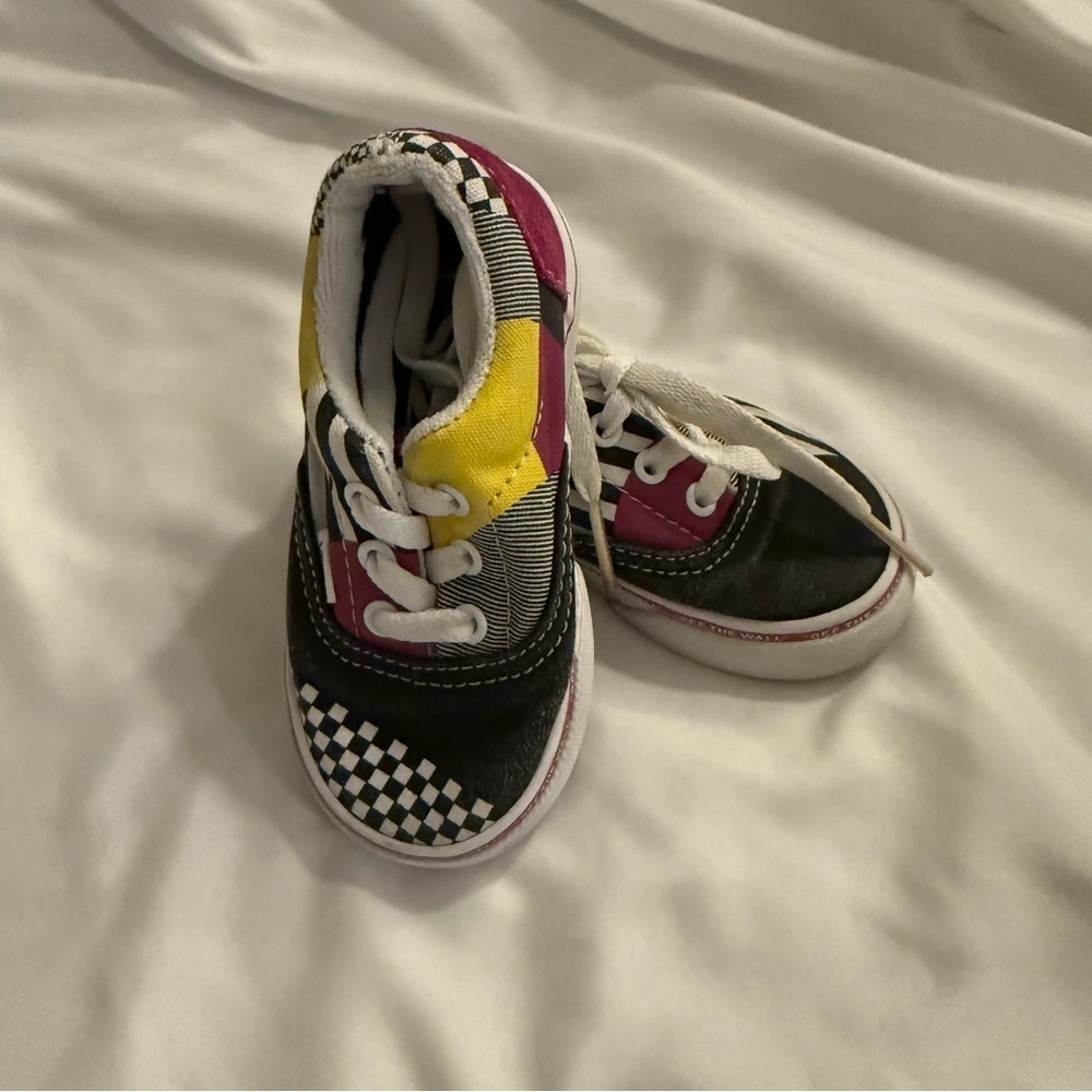 EUC Vans Era Disarray Stripes Checks Circle Toddler Skate Shoes